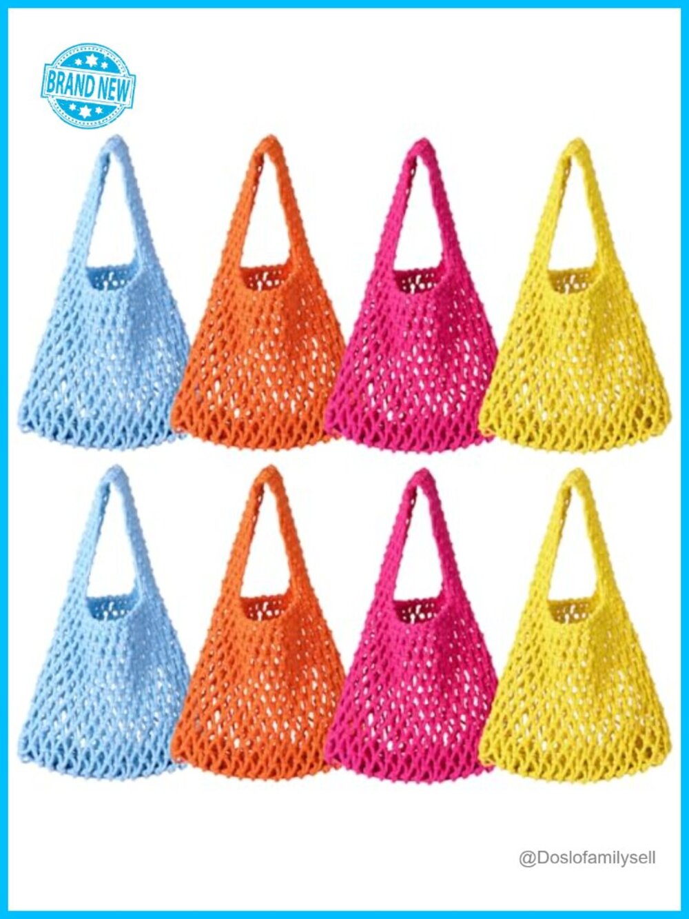 Set of 8 Cotton Rope Tote Bags Beach Bachelorette Gift Totes Boho Crochet Bags